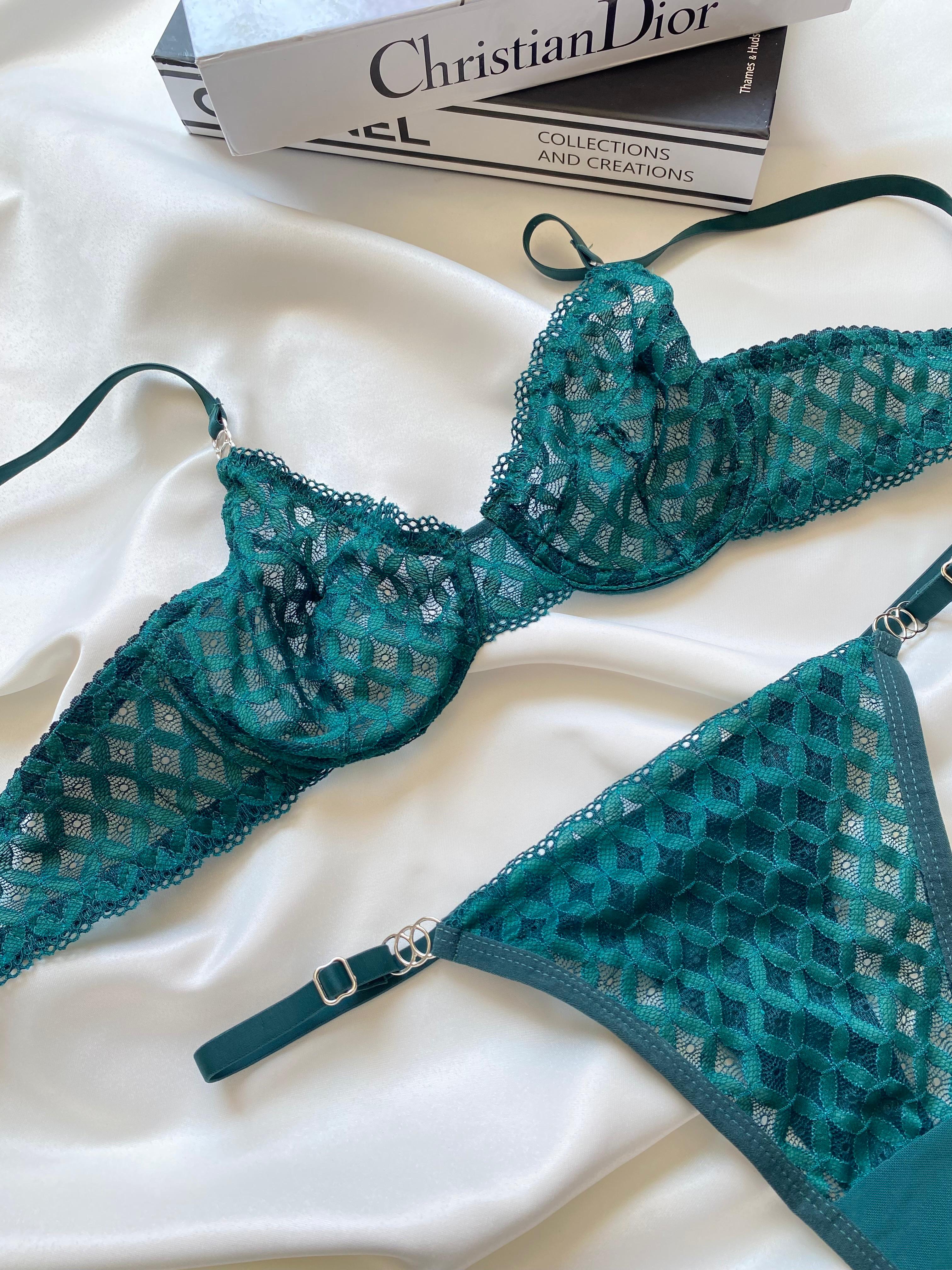 Yeşil Dantelli Bralet Takım