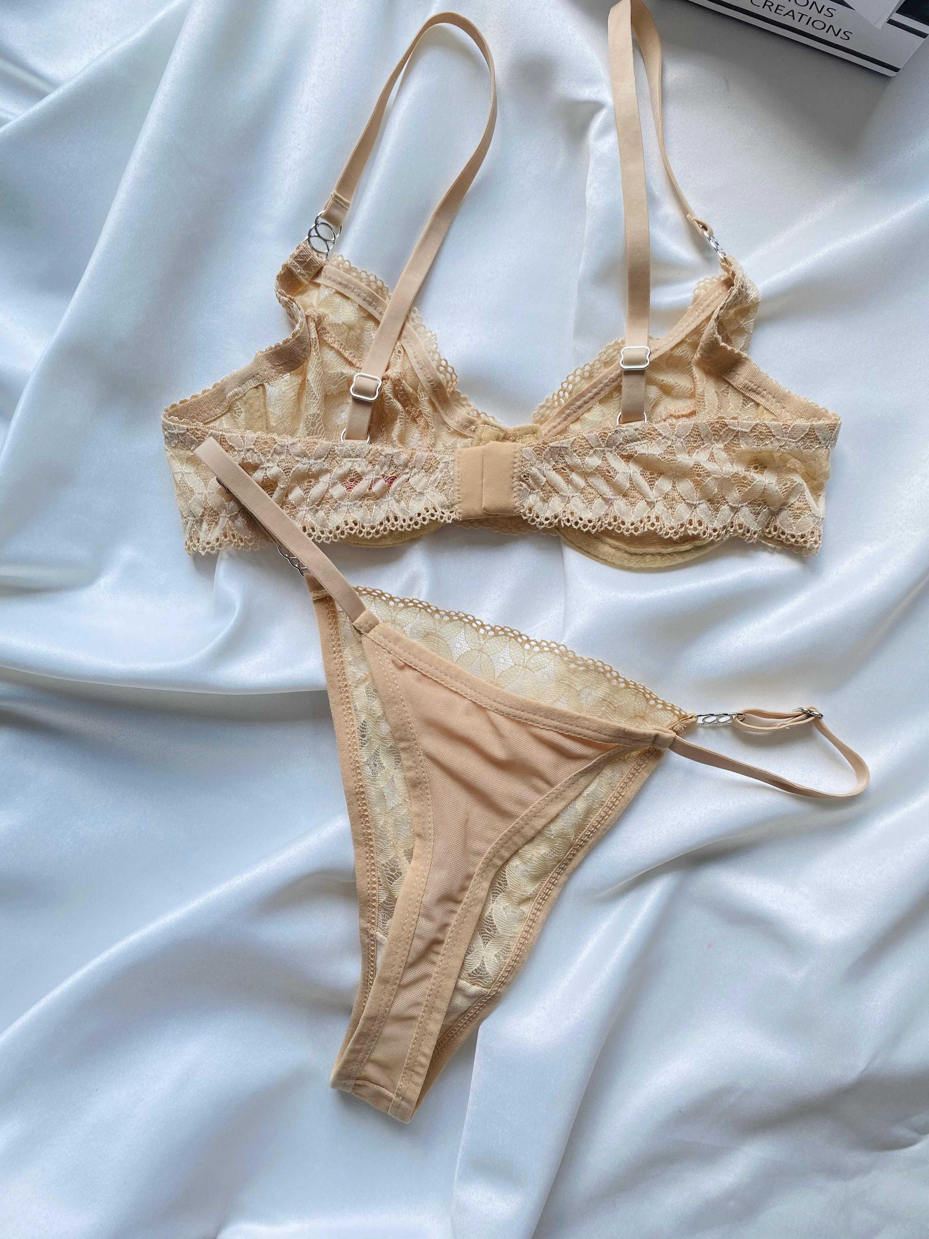 Bej Dantelli Bralet Takım