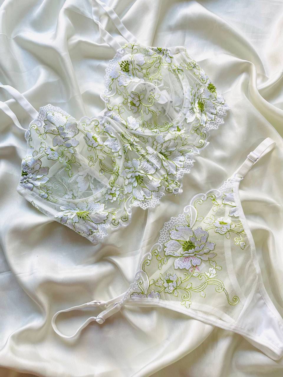 Yeşil Çiçekli Korse Bralet Takım