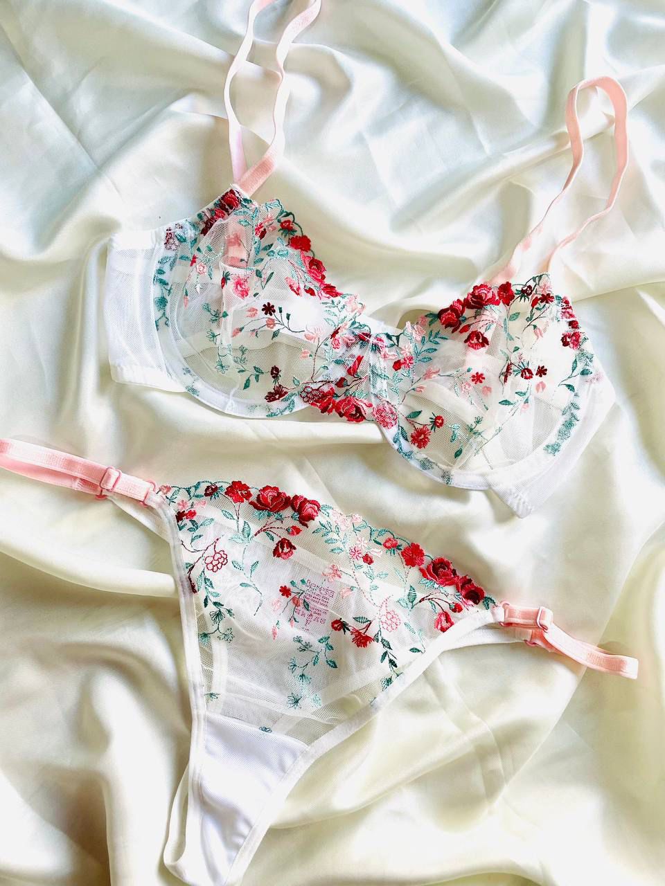 Kırmızı Çiçekli Bralet Takım