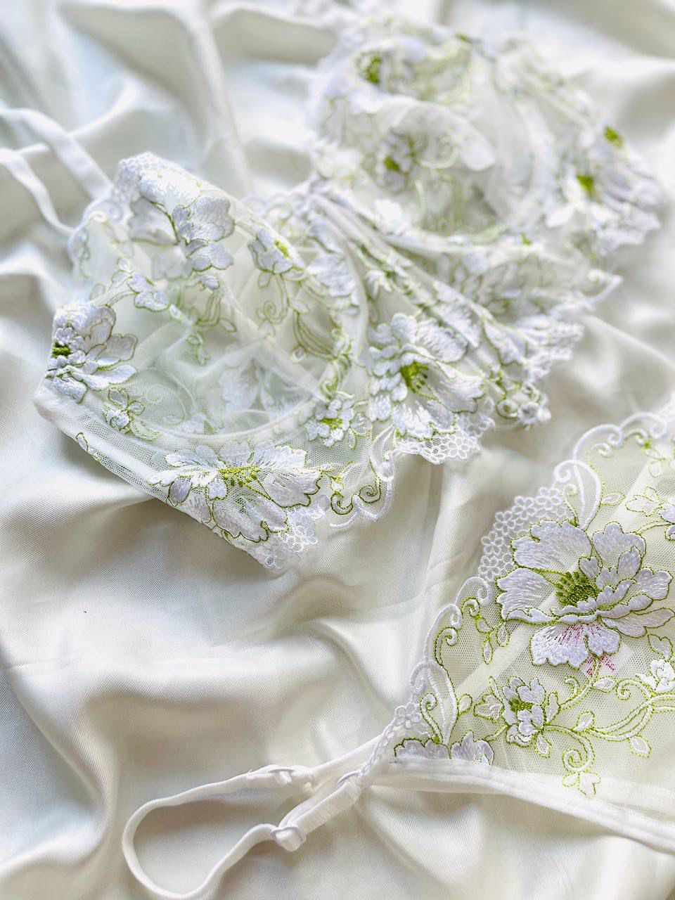 Yeşil Çiçekli Korse Bralet Takım