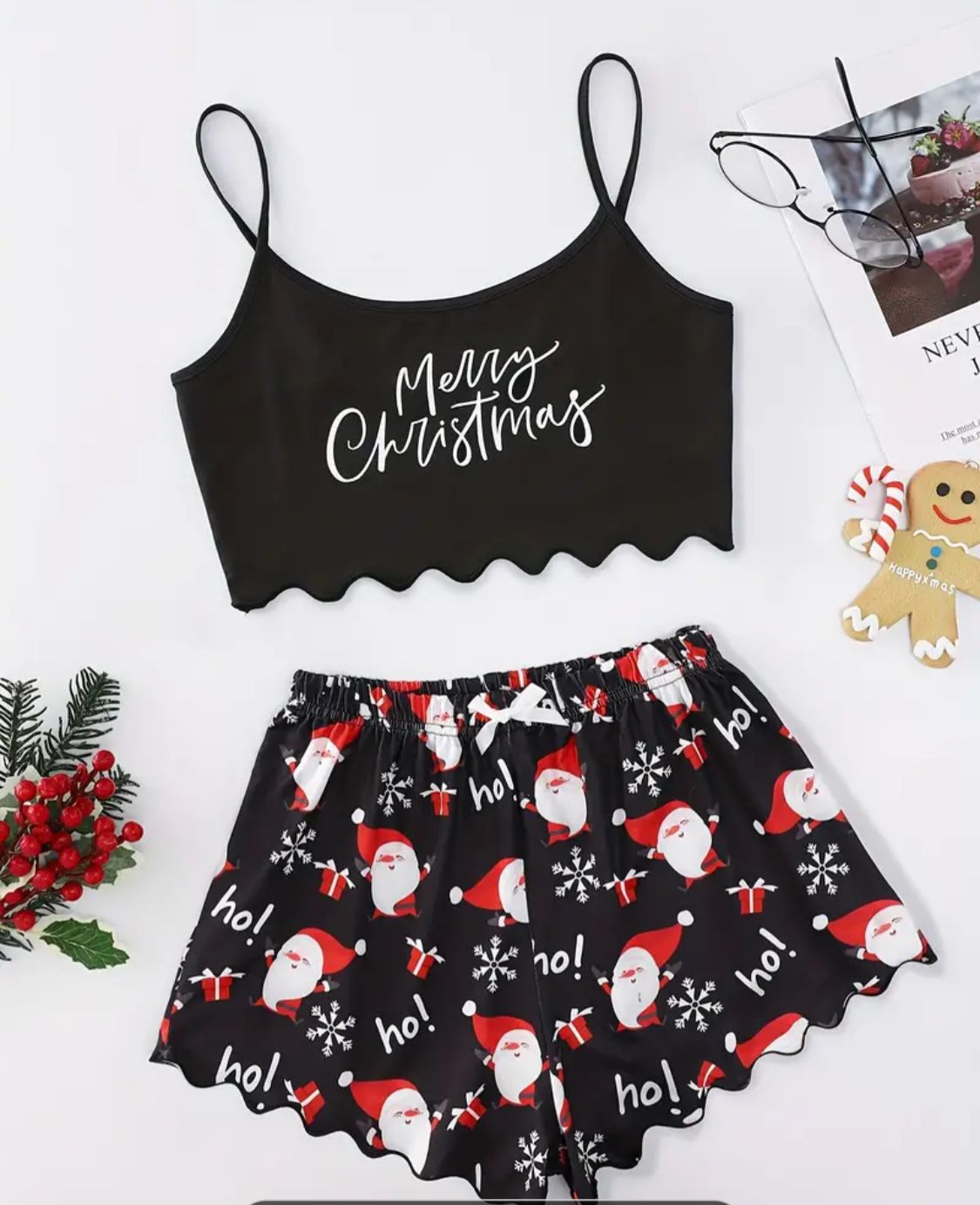 Yılbaşı baskılı pijama takımı