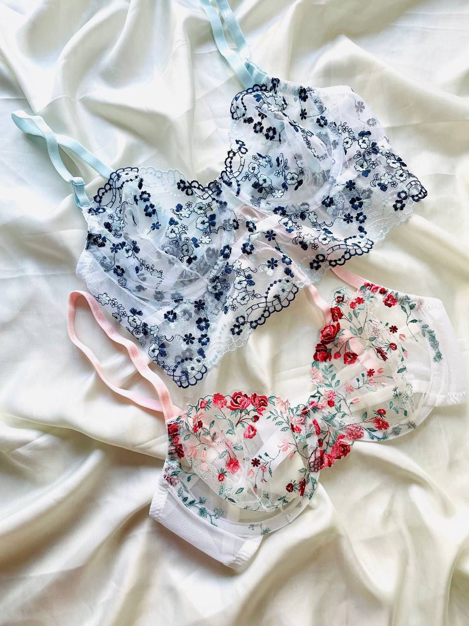 Mavi Çiçekli Korse Bralet Takım